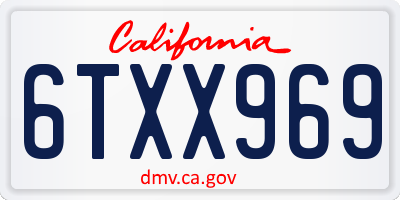 CA license plate 6TXX969