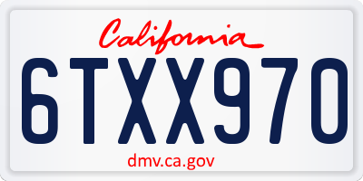 CA license plate 6TXX970
