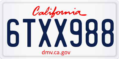 CA license plate 6TXX988