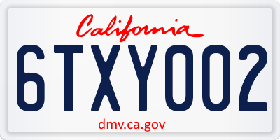 CA license plate 6TXY002