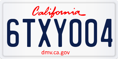 CA license plate 6TXY004