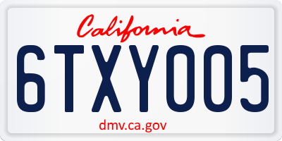 CA license plate 6TXY005