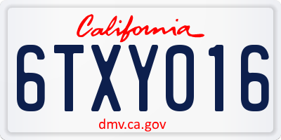 CA license plate 6TXY016