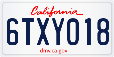 CA license plate 6TXY018