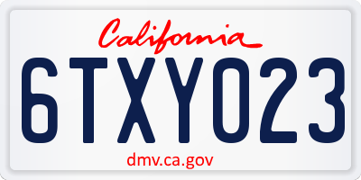 CA license plate 6TXY023