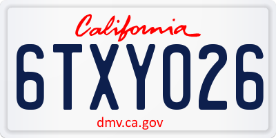 CA license plate 6TXY026