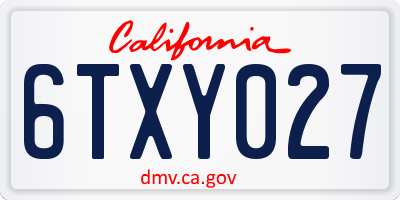 CA license plate 6TXY027