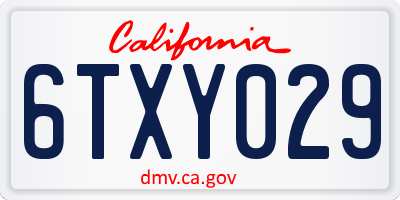 CA license plate 6TXY029