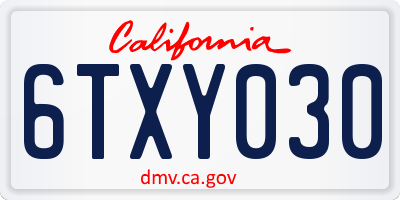 CA license plate 6TXY030