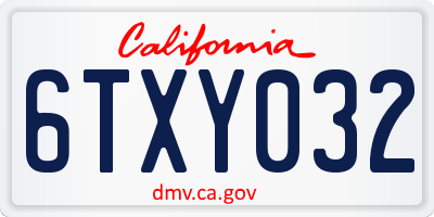 CA license plate 6TXY032