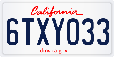 CA license plate 6TXY033