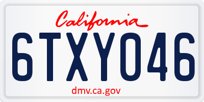 CA license plate 6TXY046
