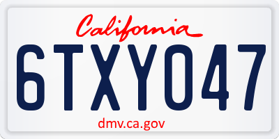 CA license plate 6TXY047