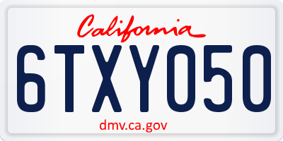 CA license plate 6TXY050