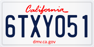 CA license plate 6TXY051