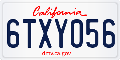 CA license plate 6TXY056