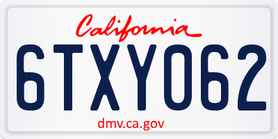CA license plate 6TXY062