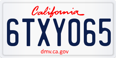 CA license plate 6TXY065