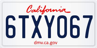 CA license plate 6TXY067