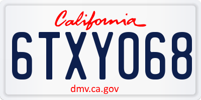 CA license plate 6TXY068