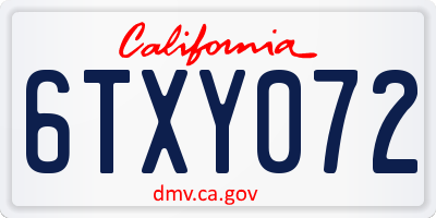 CA license plate 6TXY072