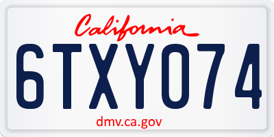 CA license plate 6TXY074