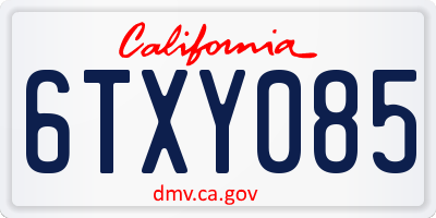 CA license plate 6TXY085
