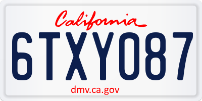CA license plate 6TXY087