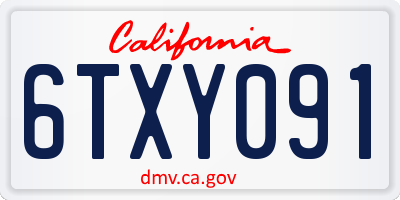 CA license plate 6TXY091