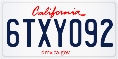 CA license plate 6TXY092