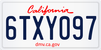 CA license plate 6TXY097