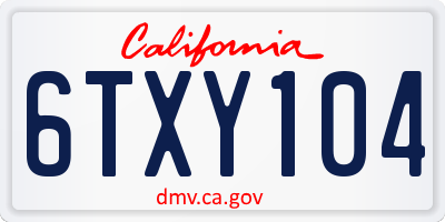 CA license plate 6TXY104