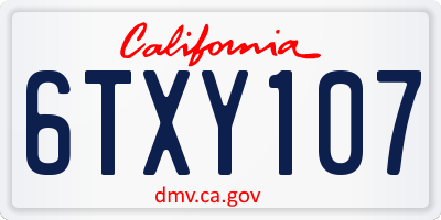 CA license plate 6TXY107