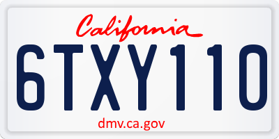 CA license plate 6TXY110