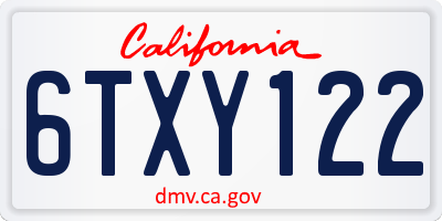 CA license plate 6TXY122