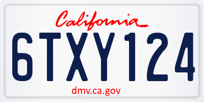 CA license plate 6TXY124