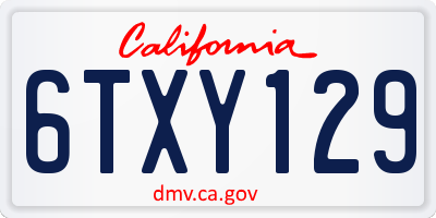 CA license plate 6TXY129