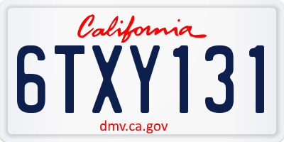 CA license plate 6TXY131