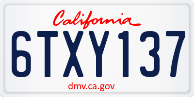 CA license plate 6TXY137