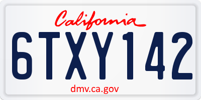 CA license plate 6TXY142