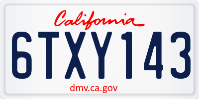 CA license plate 6TXY143