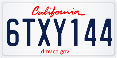 CA license plate 6TXY144