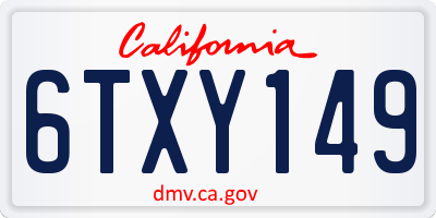 CA license plate 6TXY149