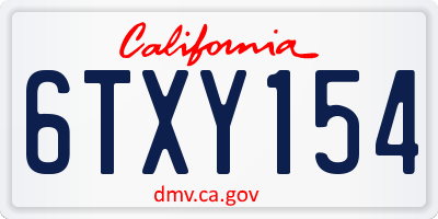 CA license plate 6TXY154