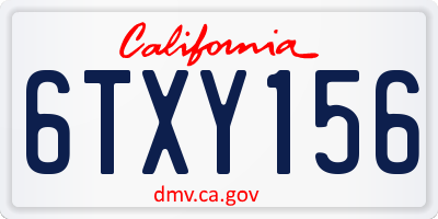 CA license plate 6TXY156