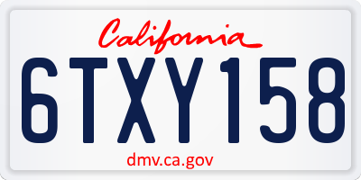 CA license plate 6TXY158