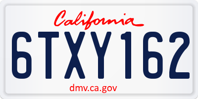 CA license plate 6TXY162
