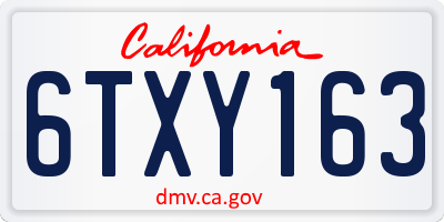 CA license plate 6TXY163