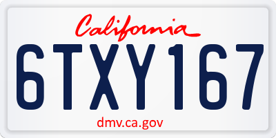 CA license plate 6TXY167