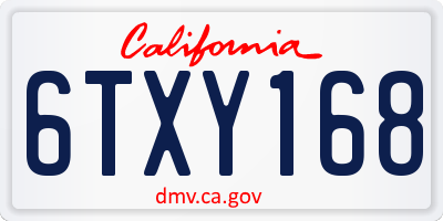 CA license plate 6TXY168